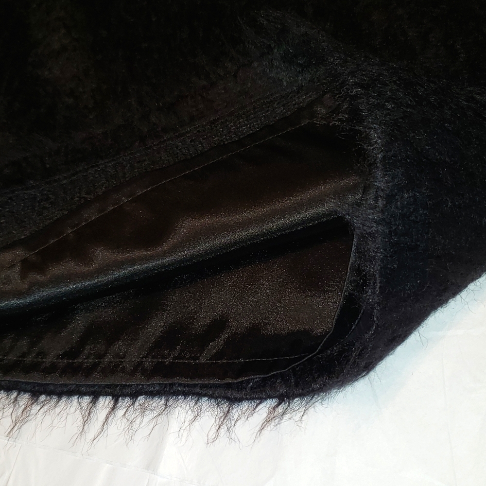 MILLY of New York New Mini Skirt Ribbon Waist Trim Wool Mohair BLACK Women's 10 - Picture 3 of 12